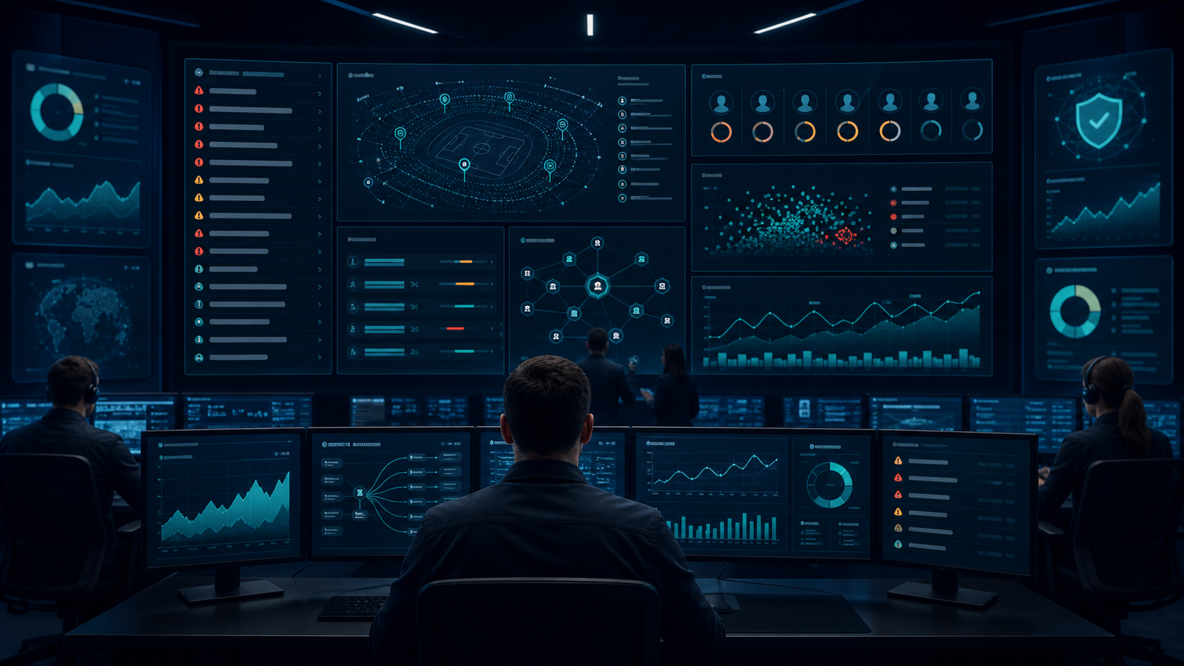 Premium sports prediction integrity monitoring dashboard with operator alerts, event controls, and analytics panels